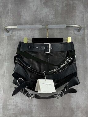 🚩steal Alexander Wang Black Leather Harness Mini Skirt